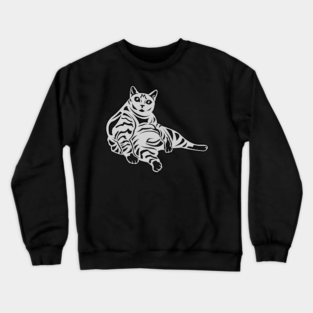 Striped Cat Crewneck Sweatshirt by evisionarts